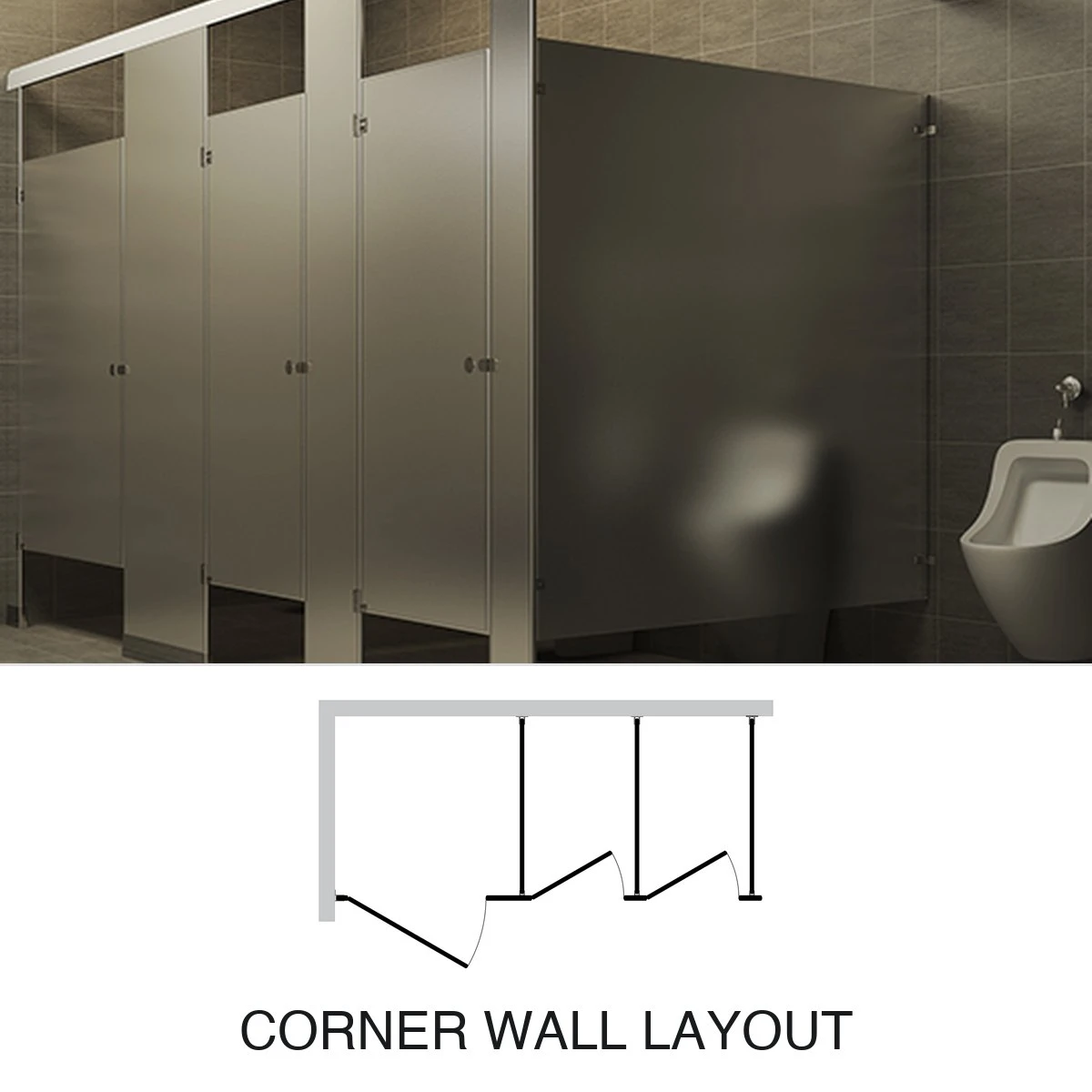 Stainless Steel Toilet Partitions — Corner Wall