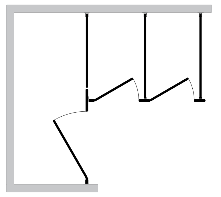 Alcove toilet partition layout diagram