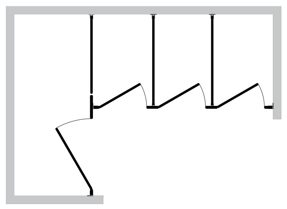 Alcove Between Walls toilet partition layout diagram