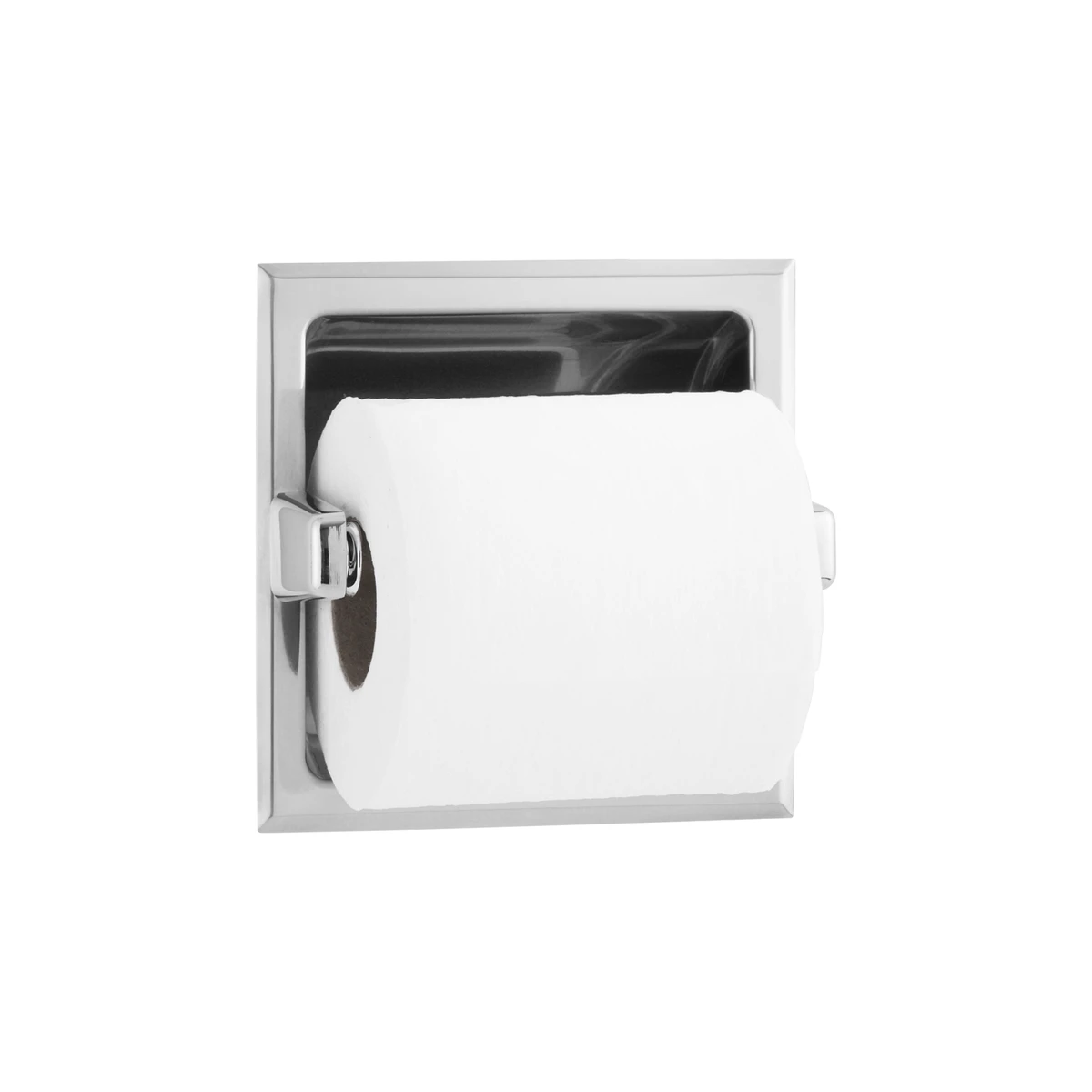 Bobrick Recessed Toilet Tissue Dispenser, Bright Polished, One Roll