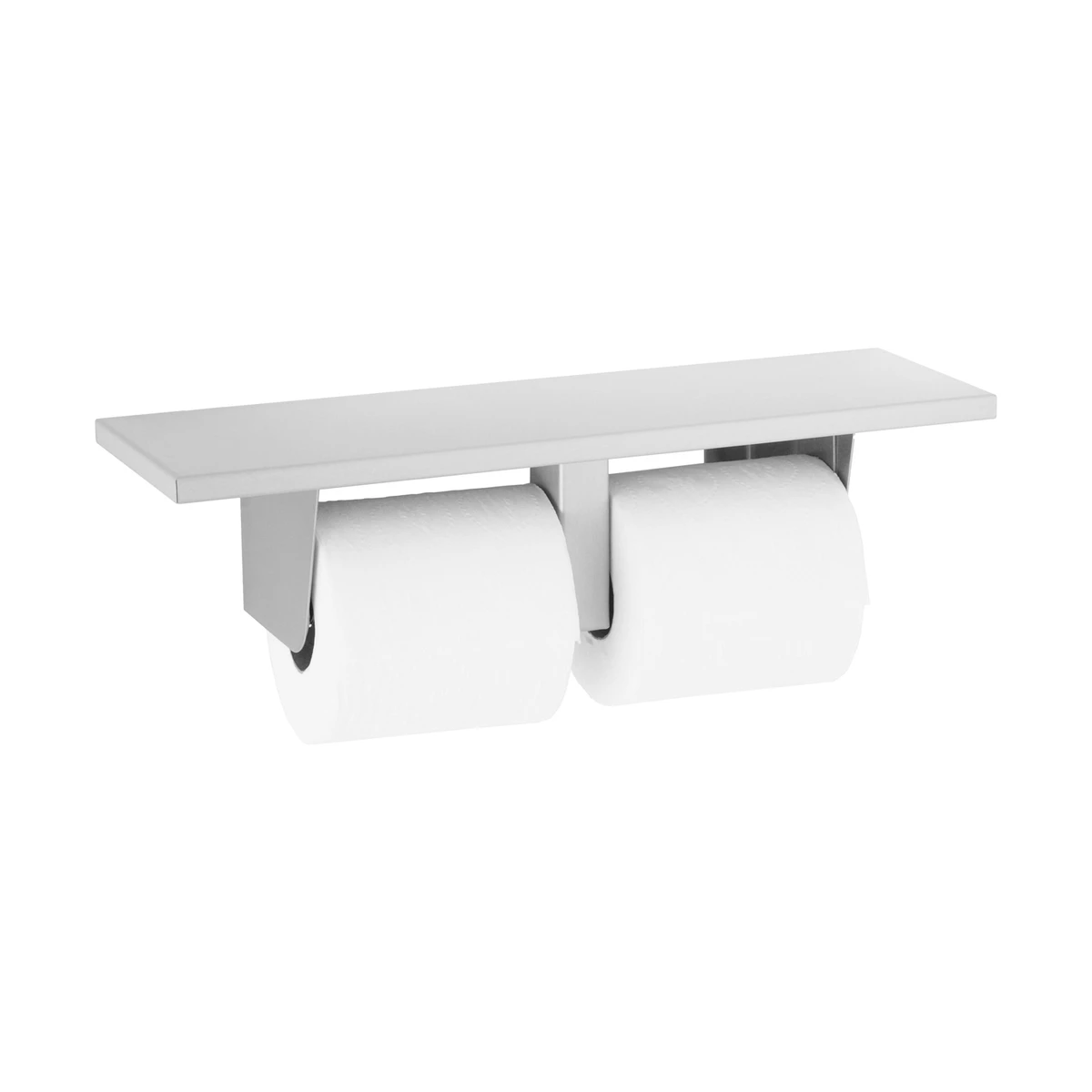 Bobrick B-2840 Surface-Mounted Toilet Tissue Dispenser and Utility Shelf, Satin Finish, Two Rolls