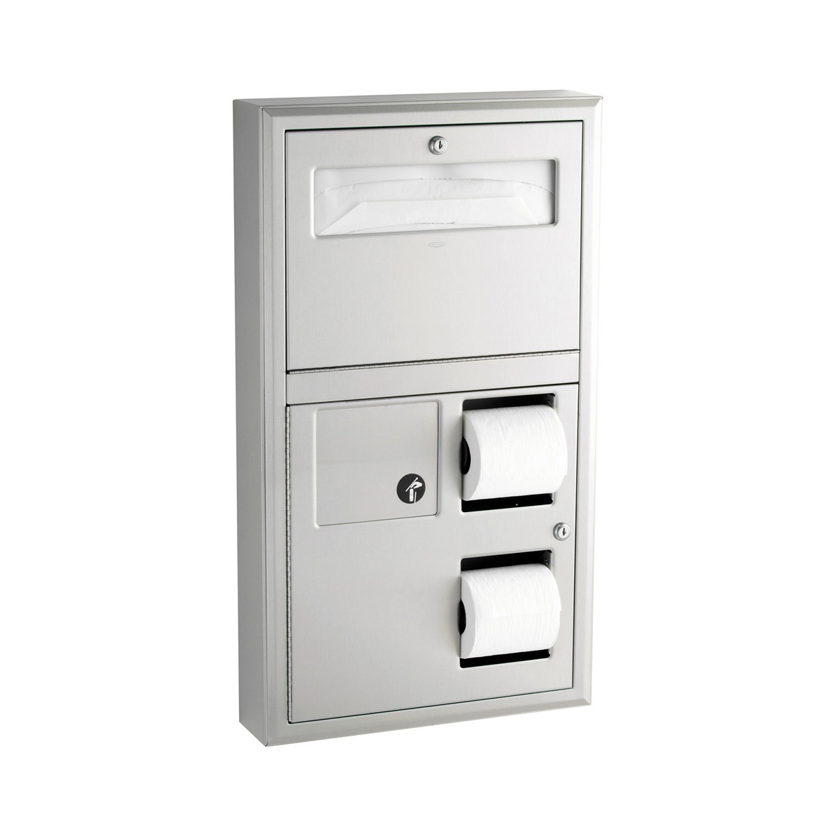 Bobrick B-3579 Surface-Mounted Toilet Tissue / Seat Cover Dispenser / Waste Disposal