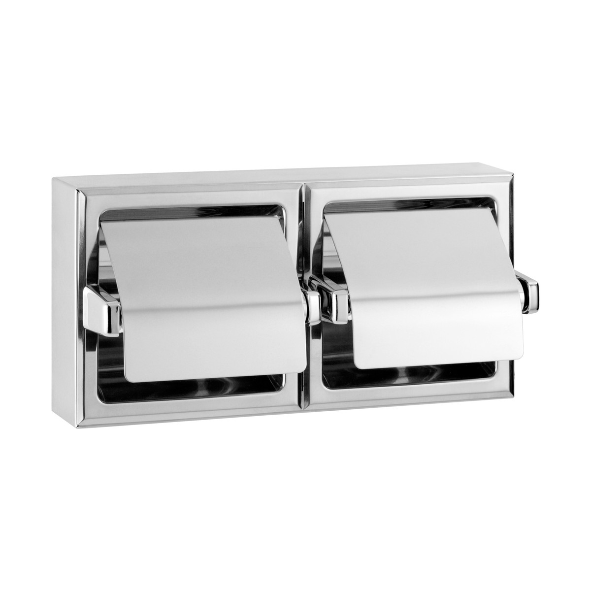 Bobrick B-6999 Surface-Mounted Toilet Tissue Dispenser with Hoods, Bright Polished, Two Rolls