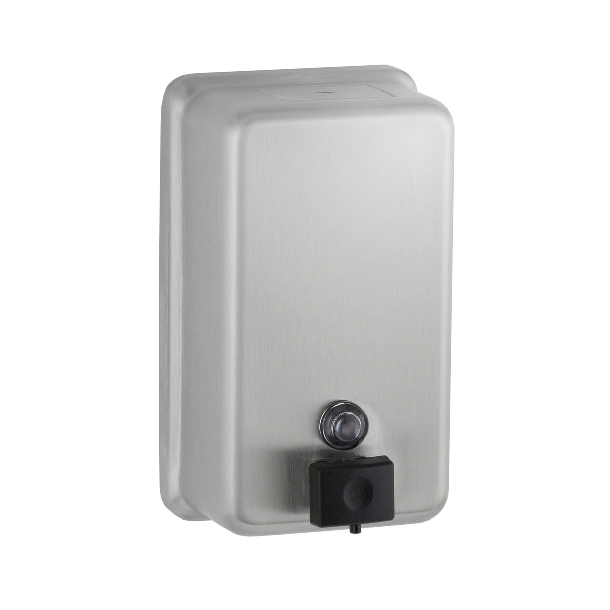 Bobrick B-2111 Surface-Mounted Vertical Manual Liquid Soap Dispenser, Satin Finish, 40-fl oz.