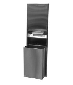 Bobrick B-3947 Recessed Convertible Paper Towel Dispenser / Waste Receptacle, Satin Finish, 18-Gallon