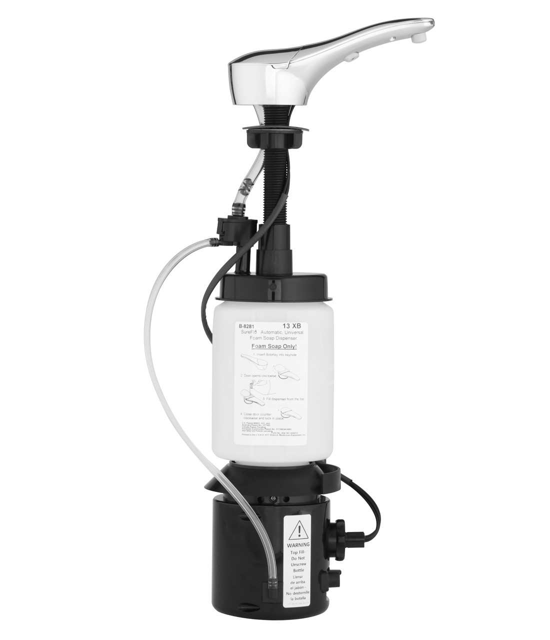 Bobrick B-8281 Counter-Mounted Automatic Top-Fill Foam Soap Dispenser for Existing 1" Hole, Polished Chrome