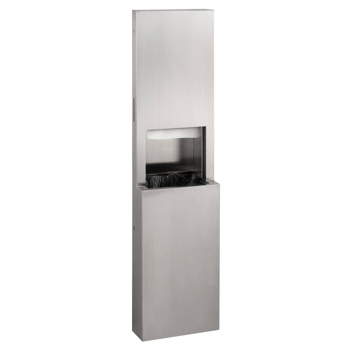 Bobrick Semi-Recessed Paper Towel Dispenser and Waste Receptacle, Satin Finish, 8.5-Gallon Waste