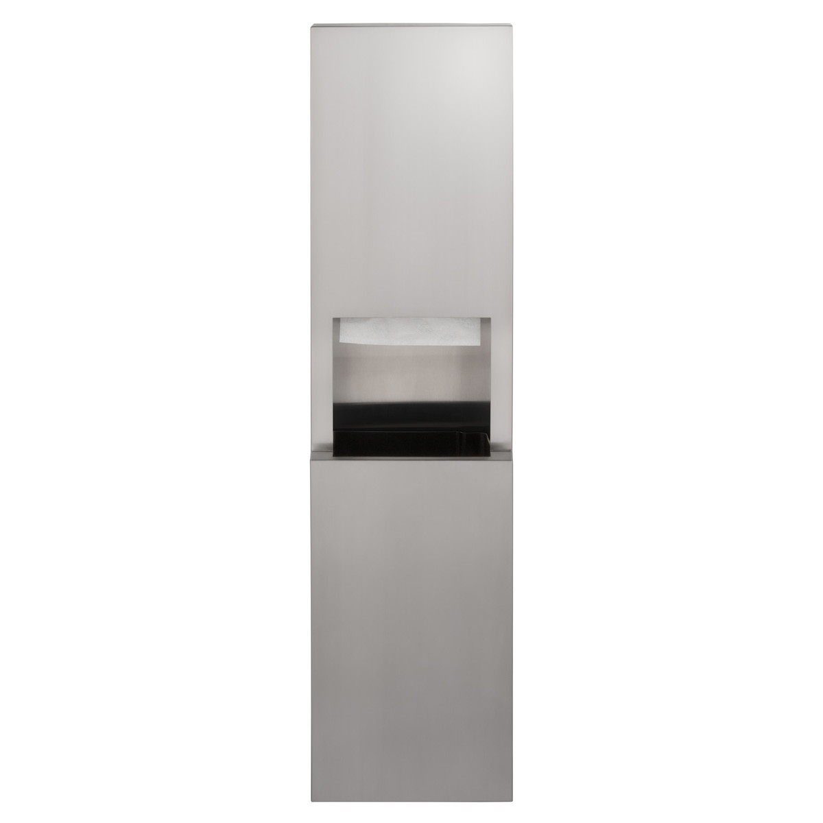 Bobrick Semi-Recessed Paper Towel Dispenser and Waste Receptacle, Satin Finish, 8.5-Gallon Waste