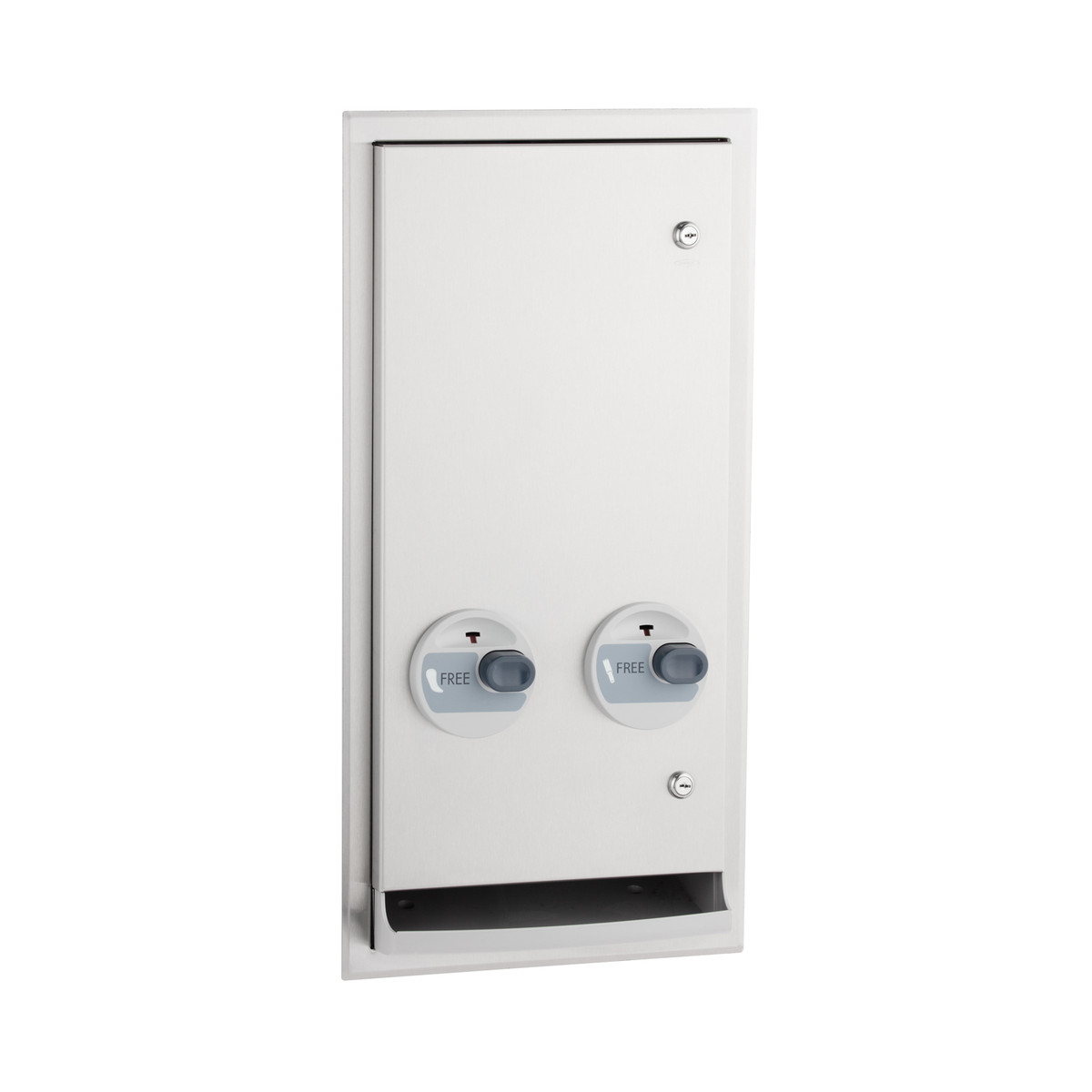 Bobrick B-3706C Recessed Napkin-Tampon Dispenser, Free Operation, Satin Finish
