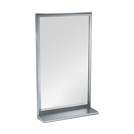 ASI ROVAL™ Inter-Lok Stainless Steel Framed Mirrors - Plate Glass - With Shelf, Variable Sizes - 20655 Series - 20655-1830