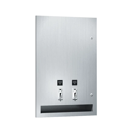 ASI Simplicity Collection Dual (15) Napkin/ (23) Tampon Vendor - Recessed - 25¢, 50¢ Or Free Operation - 64684-f