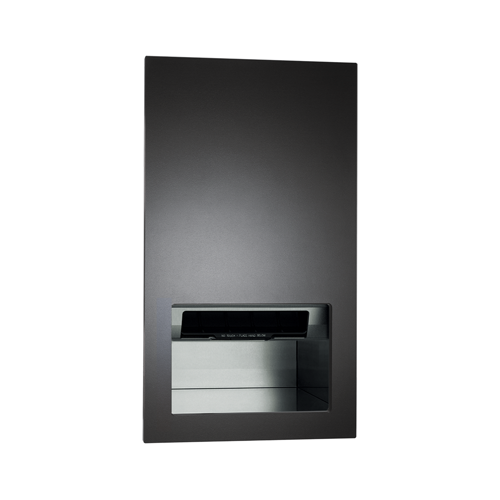 ASI PIATTO™ Completely Recessed Automatic Roll Paper Towel Dispenser - Phenolic Door - 645210 Series — Battery / Matte Black