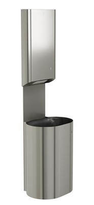 Bradley Elvari Towel/Waste Unit, Surface Mounted P-Shape, 18 GAL — Brushed Stainless