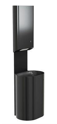 Bradley Elvari Towel/Waste Unit, Surface Mounted P-Shape, 18 GAL — Brushed Black