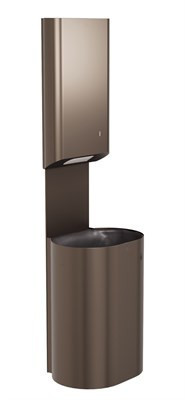Bradley Elvari Towel/Waste Unit, Surface Mounted P-Shape, 18 GAL — Brushed Bronze