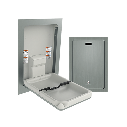 Baby Changing Station, VERTICAL - STAINLESS STEEL, Recessed - 9017