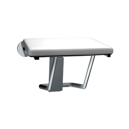 Folding Shower Seat, Rectangular Padded Seat with Phenolic core - Compact 18" wide ADA - 8204