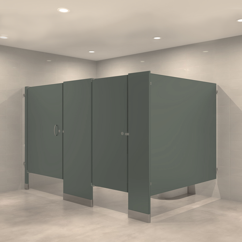 Hadrian Powder Coated Steel Toilet Partitions - Floor Mounted