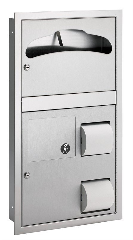 Bradley Combination Seat Cover/Toilet Tissue Dispenser With Waste