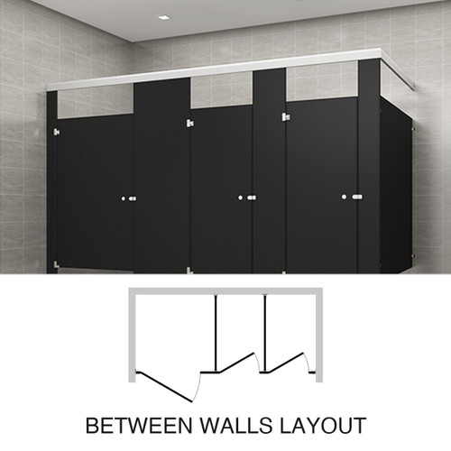 Powder Coated Steel Toilet Partitions — Between Walls