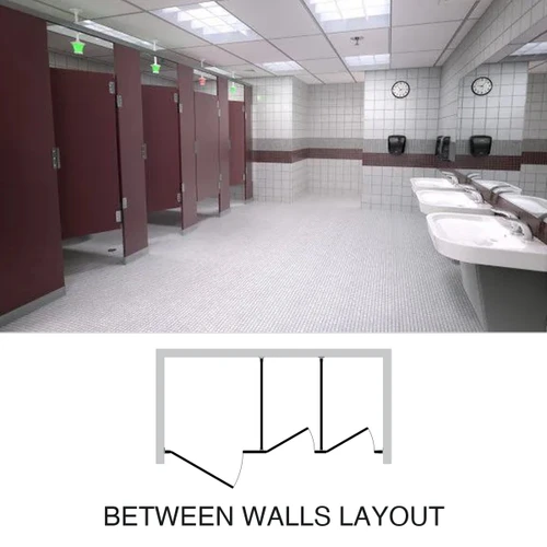 Solid Plastic (HDPE) Toilet Partitions — Between Walls