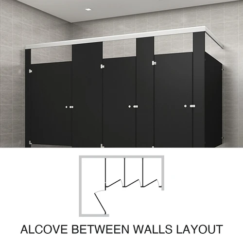 Powder Coated Steel Toilet Partitions — Alcove Between Walls