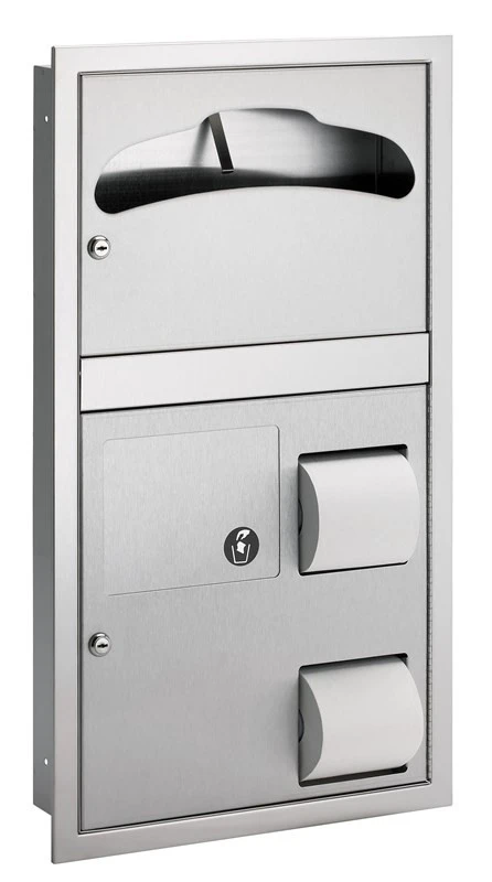 Bradley 5912 Combination Seat Cover / Toilet Tissue Dispenser with Waste Receptacle