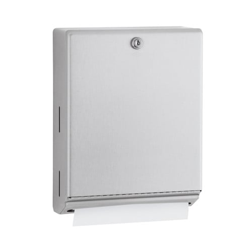 Bobrick B-262 Surface-Mounted Paper Towel Dispenser, Satin Finish, 525 Multifold Towels