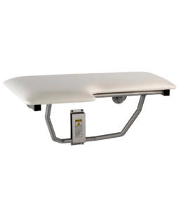 Bobrick B-517 Folding Shower Seat, Right Hand, White Foam Pad and Satin Finish