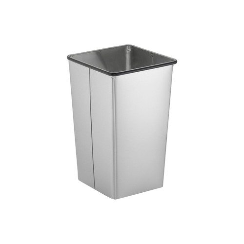 Bobrick B-2260 Floor-Standing Waste Receptacle, Open Top, Satin Finish, 13-Gallon