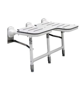Bobrick B-918116L Bariatric Folding Shower Seat with Legs, Left Hand, White