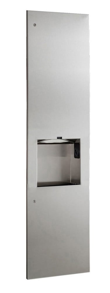 Bobrick B-38030 Series Recessed Paper Towel Dispenser/ Hand Dryer/ Waste Receptacle, Satin Finish