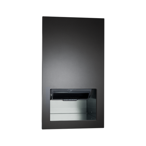 PIATTO™ COMPLETELY RECESSED AUTOMATIC ROLL PAPER TOWEL DISPENSER - AC Power - Matte Black Phenolic Door - 645210AC-41