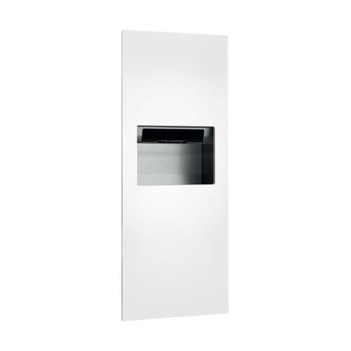 PIATTO™ COMPLETELY RECESSED AUTOMATIC ROLL PAPER TOWEL DISPENSER AND WASTE RECEPTACLE - Battery Operated - White Phenolic Door - 64696A-00