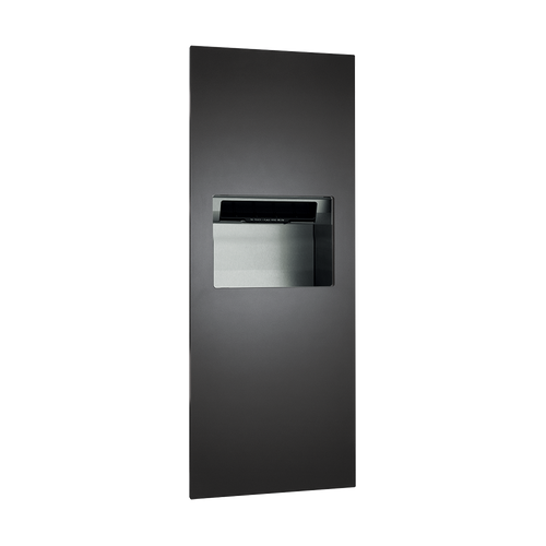 PIATTO™ COMPLETELY RECESSED AUTOMATIC ROLL PAPER TOWEL DISPENSER AND WASTE RECEPTACLE - AC Power - Matte Black Phenolic Door - 64696AC-41