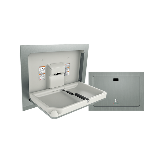Baby Changing Station, HORIZONTAL - STAINLESS STEEL, Recessed - 9018