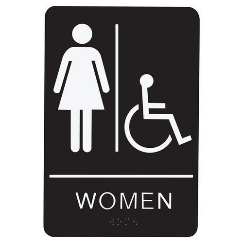 SIGNS RESTROOM - BRAILLE - BLACK ACRYLIC