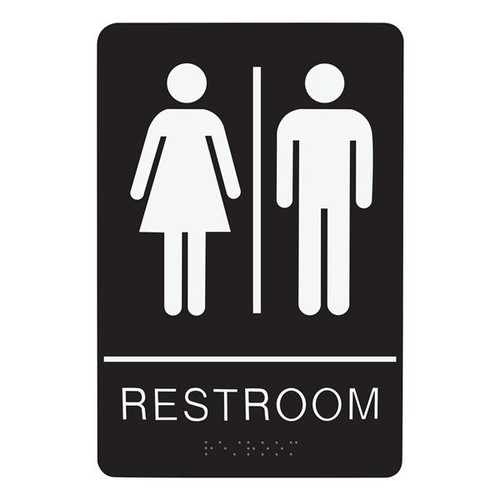 SIGNS RESTROOM - BRAILLE - BLACK ACRYLIC