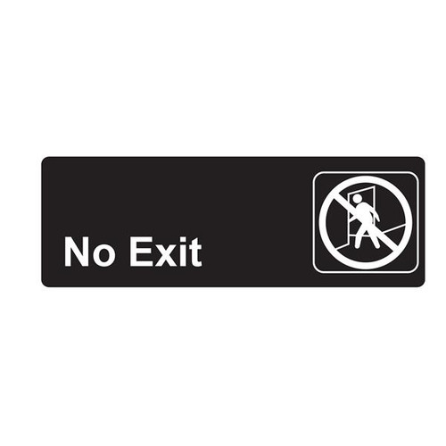 130813 SIGN NO EXIT - BLACK AND WHITE 9" X 3"