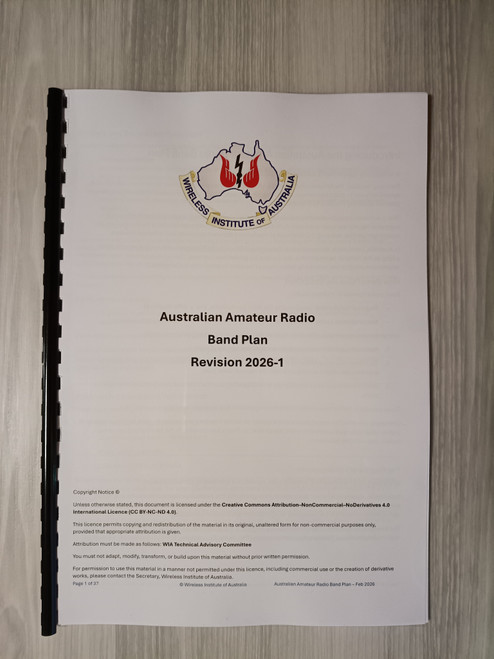 WIA Band Plan - Colour Printed Booklet