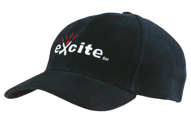 A black cap with a curved brim and an embroidered logo on the front.
