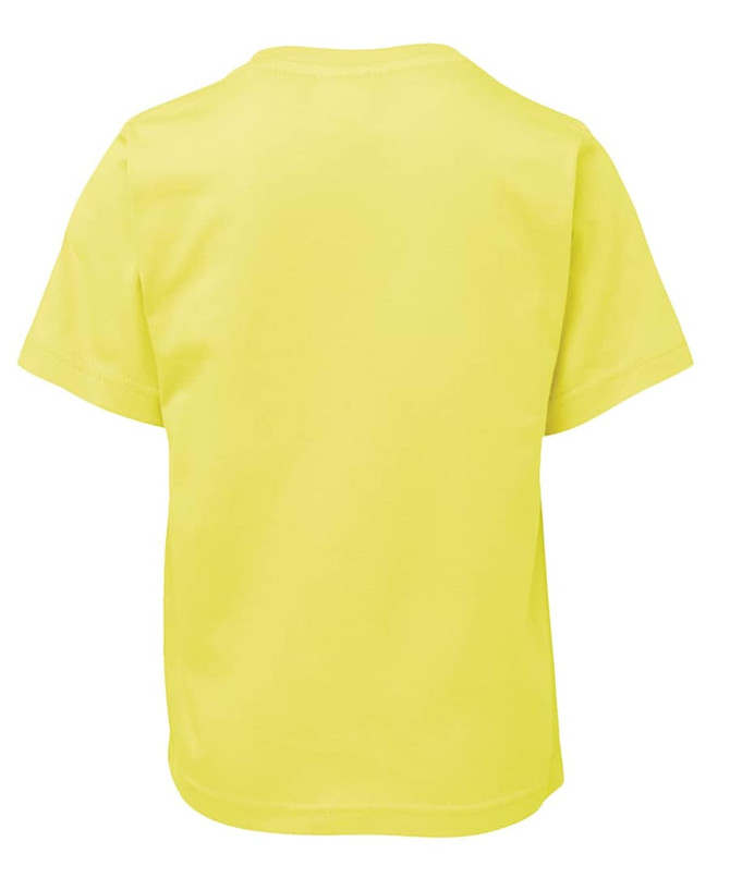A bright yellow children's t-shirt featuring a classic short sleeve design and a plain back.