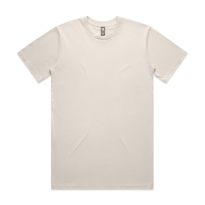A plain cream T-shirt displayed flat. The shirt has a logo tag at the neckline.