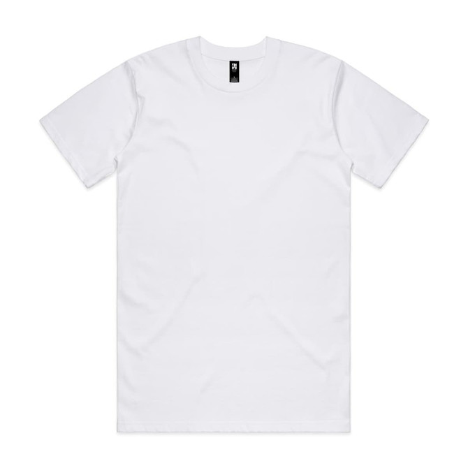 A white Classic Tee t-shirt, featuring a round neckline and short sleeves. It has a logo on the label.