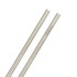 Two stainless steel straws in a silver finish, featuring a logo on one straw.
