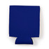 A blue stubby cooler with a fitted base and a smooth surface, featuring a logo on one side.