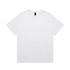 A white T-shirt with a relaxed fit and minimal design, featuring a brand logo on the label.