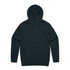 A dark green hoodie with a hood, featuring long sleeves and a simple design. It has a logo on the back.