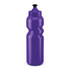 A drink bottle in a sleek purple design with a squeezable body and a black drinking nozzle on top.