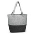 A grey and dark grey felt tote bag with two sturdy handles and a simple design. Features a branded logo.